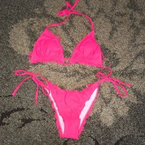 shein hot pink bikini